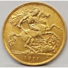 AUSTRALIA 1911 . HALF 1/2 SOVEREIGN . PERTH . GOLD